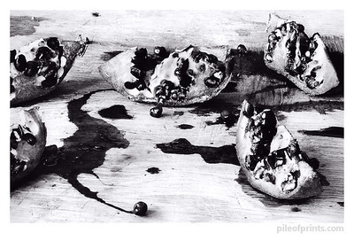 A pomegranate that I sliced and photographed while listening to the 2nd Clash album.