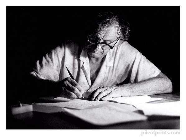rivertext > My father writing a letter.